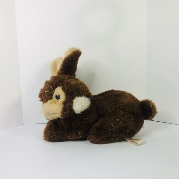 cuddle wit bunny brown with sparkle tinsel fur rabbit plush vintage 80s prop - Picture 1 of 8